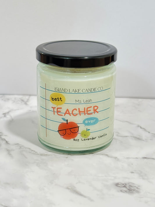 Custom Teacher Label candle
